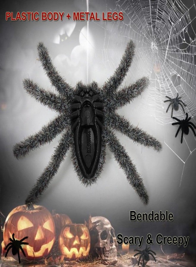 Ralleyfun Halloween Spider Decoration Fake Spider Hairy Plastic Spider for Halloween Carnival Decorations Scary Joke Prank Props (Black + Gray,6 Pack) - Image 3